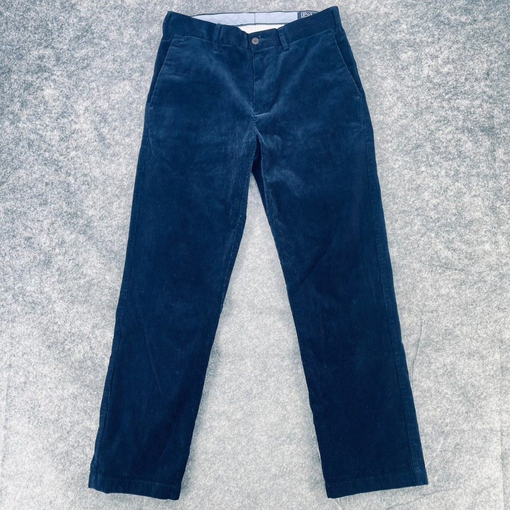 Polo Ralph Lauren Corduroy Pants Men 30x30 Blue Classic Straight Leg Preppy Y2K
